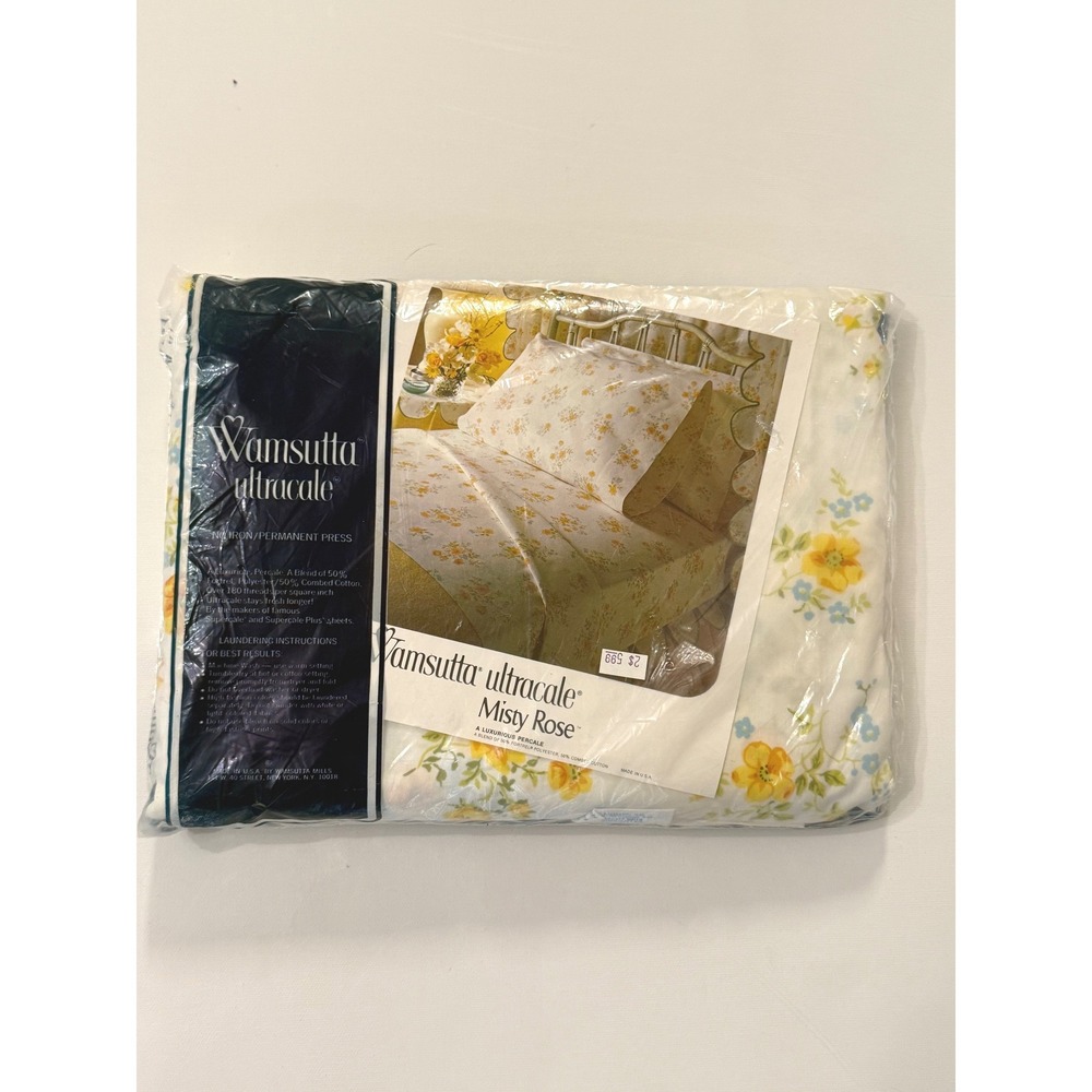 Vintage Wamsutta Ultracale Misty Rose California King Fitted Sheet Floral Yellow